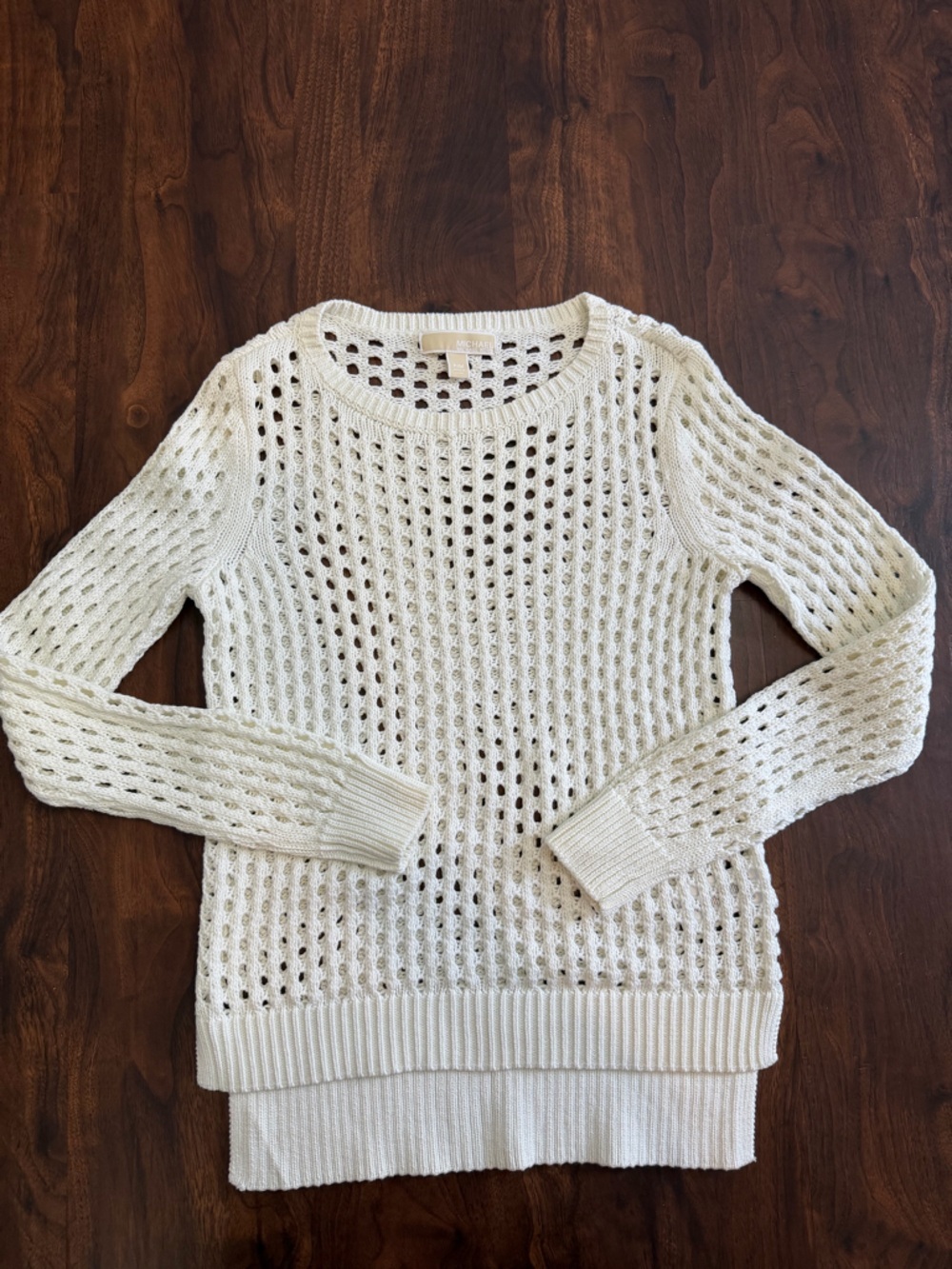 Michael Kors Cream Open Knit Long Sleeve Sweater